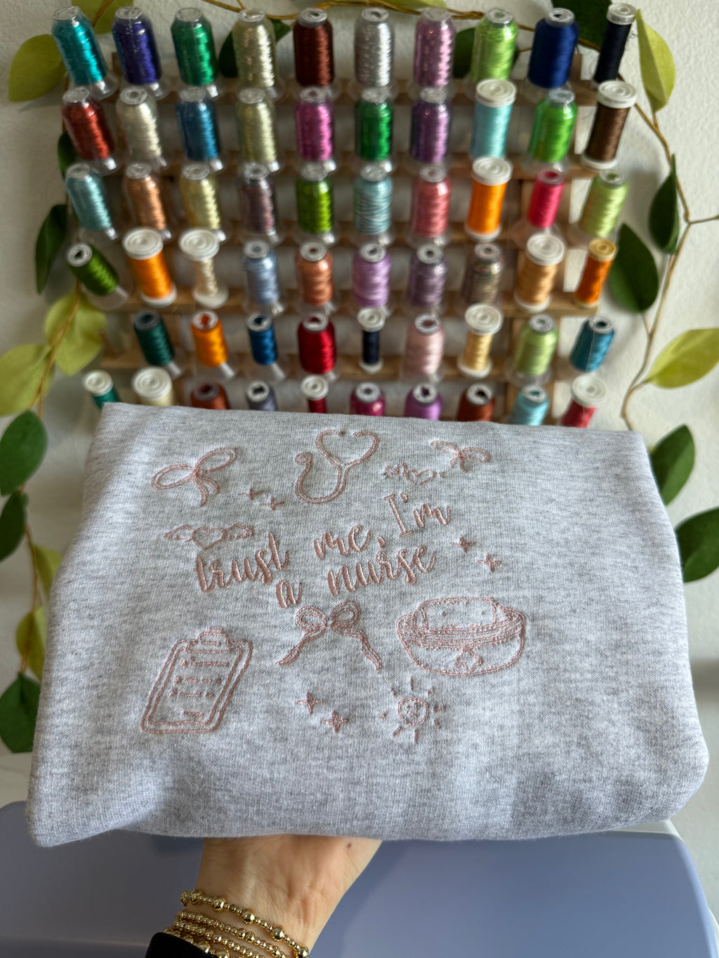 Trust Me I’m a Nurse Embroidered Doodle Crewneck