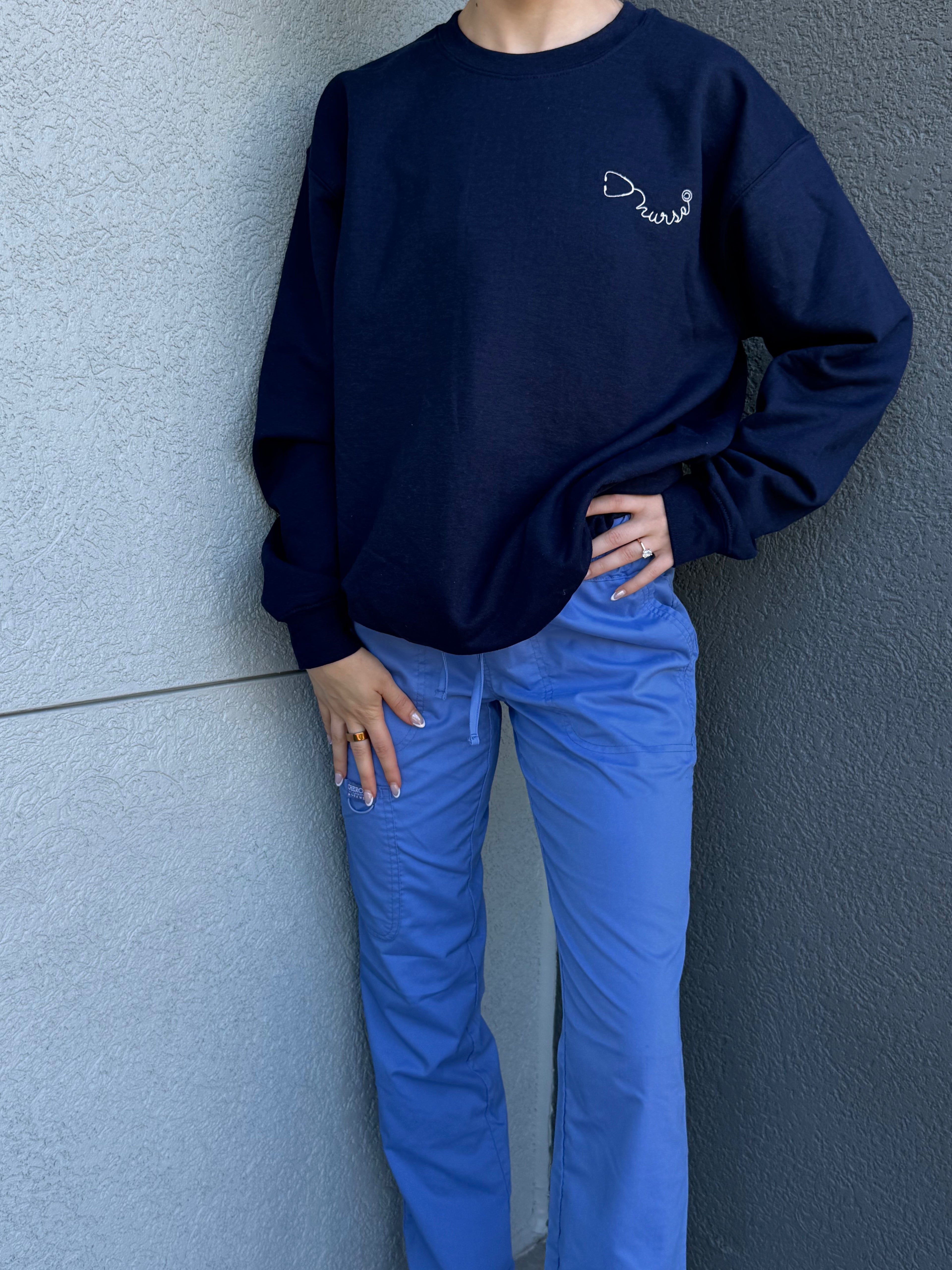 Minimal Nurse Embroidered Crewneck