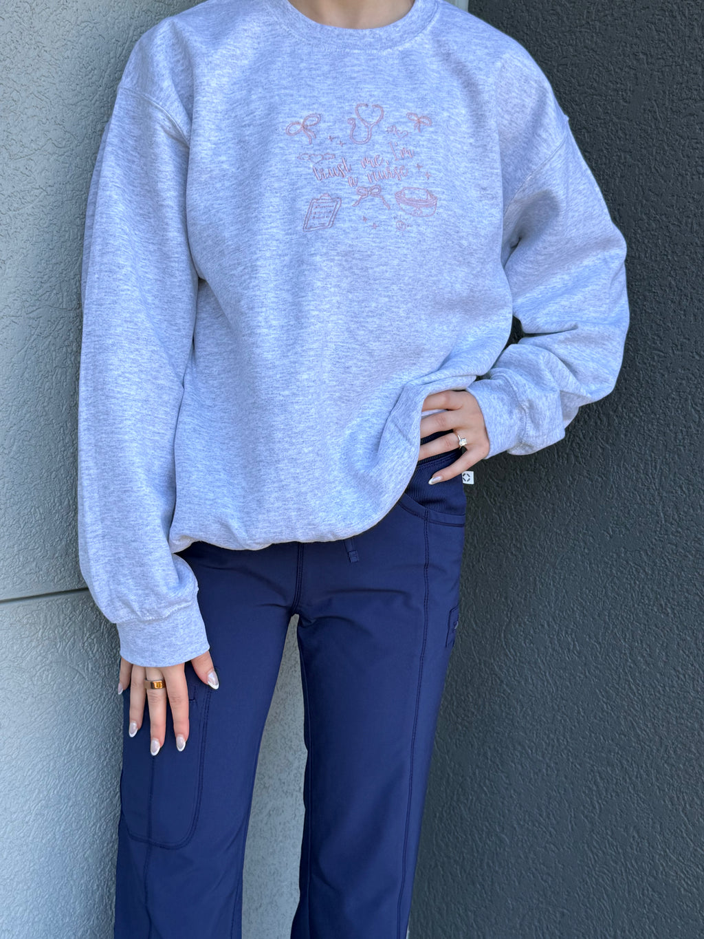 Trust Me I’m a Nurse Embroidered Doodle Crewneck